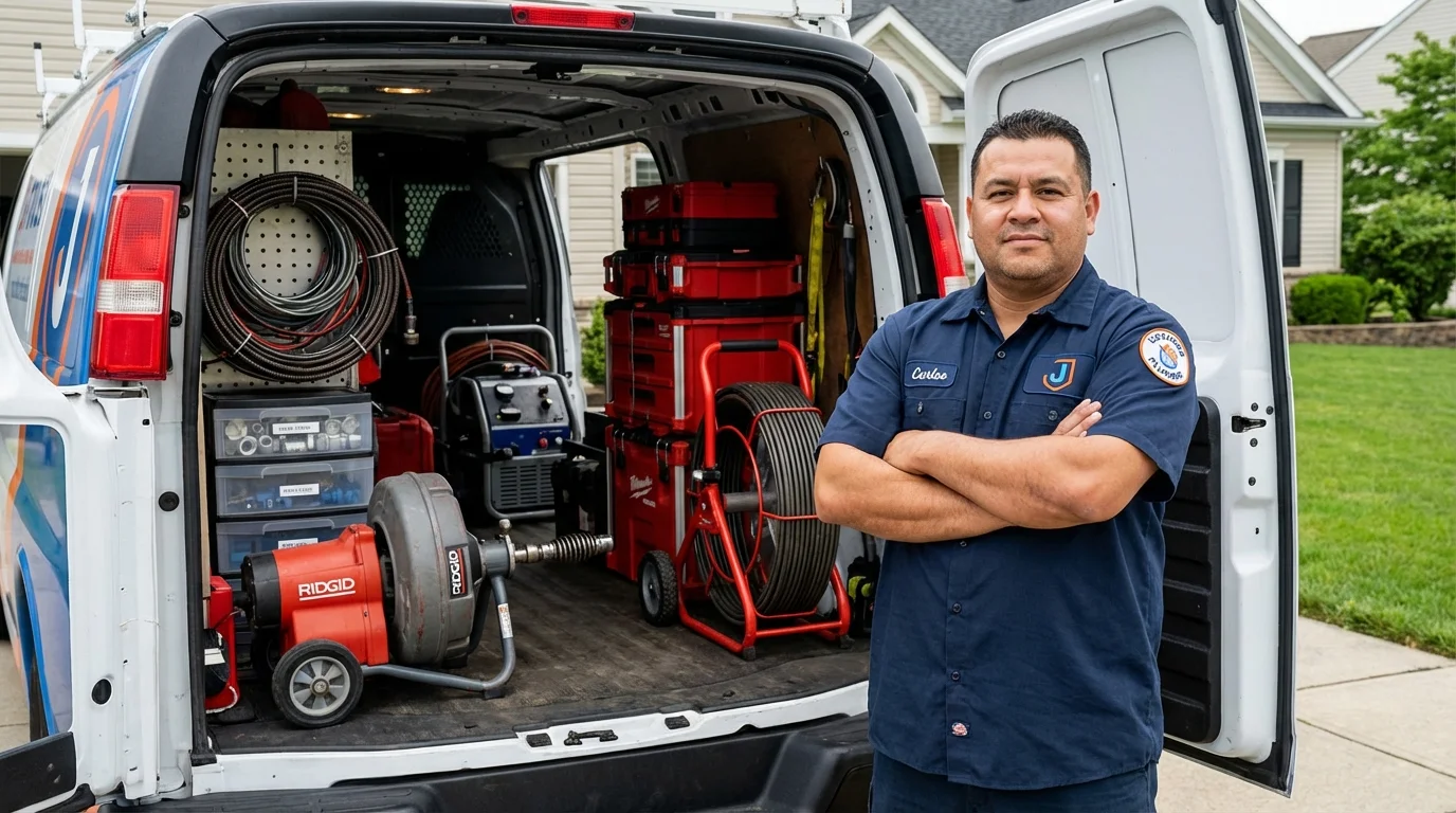 Professional drain cleaning equipment and Johns Plumbing LLC plumber in Grosse Pointe